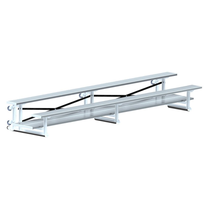 Jaypro Sports Bleacher - 2 Row - Tip & Roll, Double Foot Plank - 15' L (BLDP - 2TRG) - SchoolOutlet