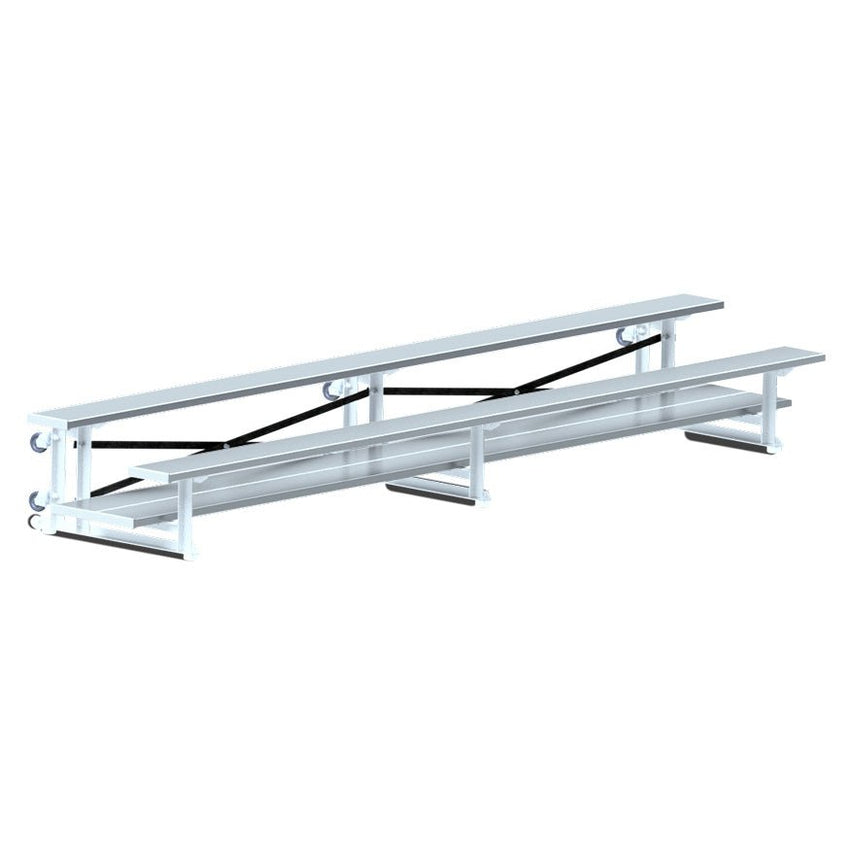Jaypro Sports Bleacher - 2 Row - Tip & Roll, Double Foot Plank - 15' L (BLDP - 2TRG) - SchoolOutlet
