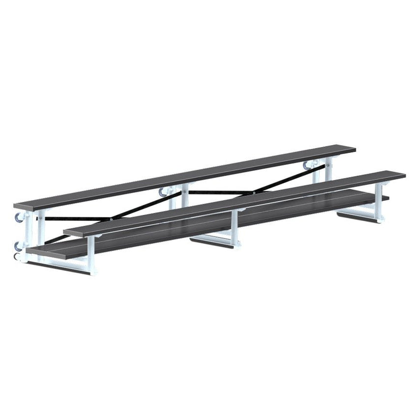 Jaypro Sports Bleacher - 2 Row - Tip & Roll, Double Foot Plank, Powder Coated - 15' L (BLDP - 2TRGPC) - SchoolOutlet