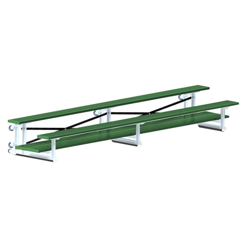 Jaypro Sports Bleacher - 2 Row - Tip & Roll, Double Foot Plank, Powder Coated - 15' L (BLDP - 2TRGPC) - SchoolOutlet