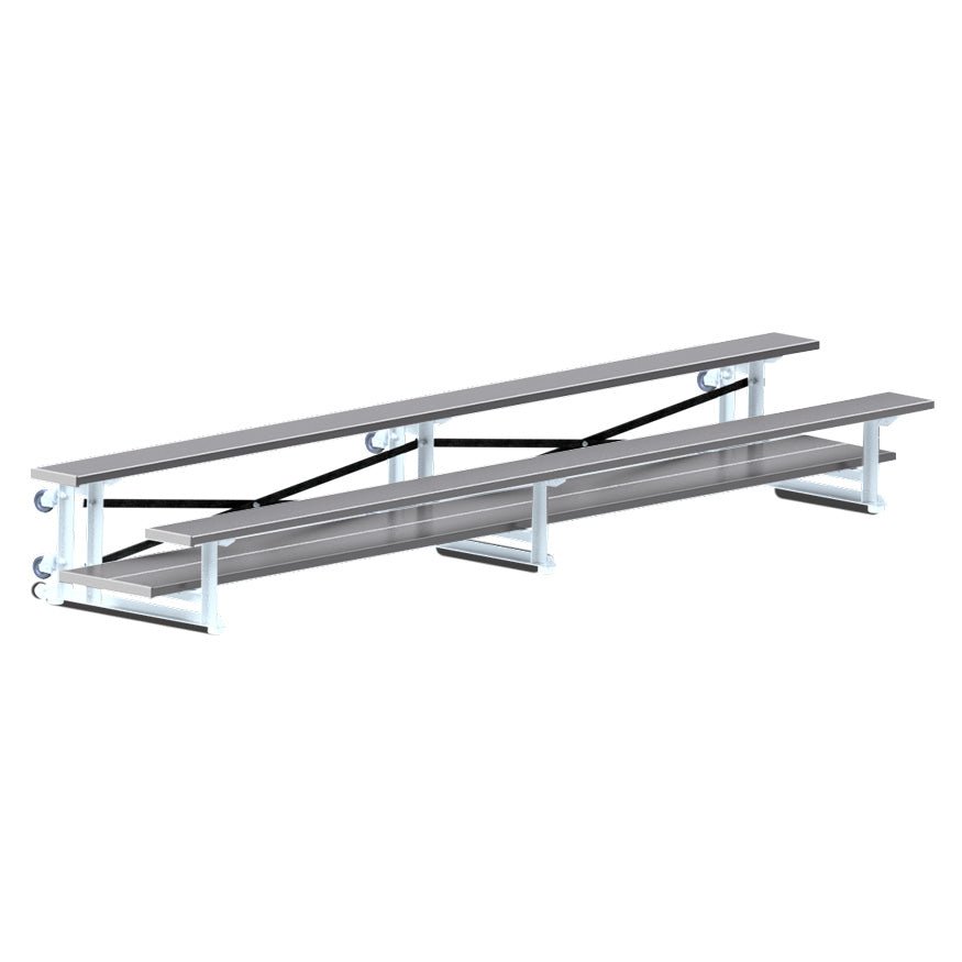 Jaypro Sports Bleacher - 2 Row - Tip & Roll, Double Foot Plank, Powder Coated - 15' L (BLDP - 2TRGPC) - SchoolOutlet