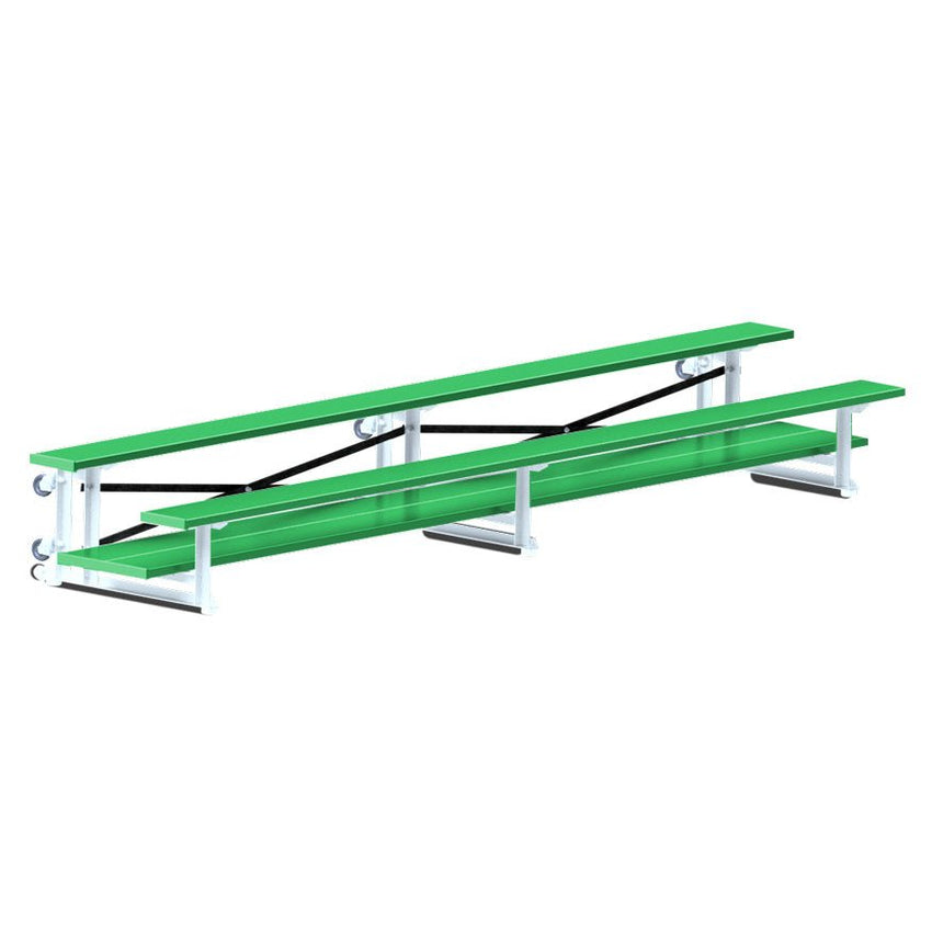 Jaypro Sports Bleacher - 2 Row - Tip & Roll, Double Foot Plank, Powder Coated - 15' L (BLDP - 2TRGPC) - SchoolOutlet