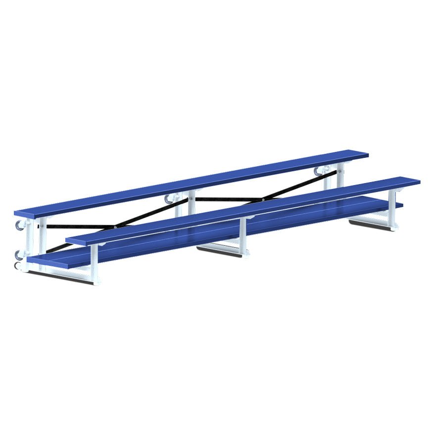 Jaypro Sports Bleacher - 2 Row - Tip & Roll, Double Foot Plank, Powder Coated - 15' L (BLDP - 2TRGPC) - SchoolOutlet