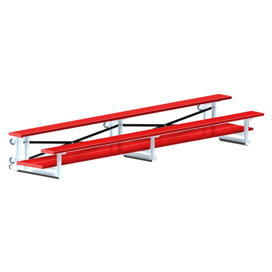 Jaypro Sports Bleacher - 2 Row - Tip & Roll, Double Foot Plank, Powder Coated - 15' L (BLDP - 2TRGPC) - SchoolOutlet