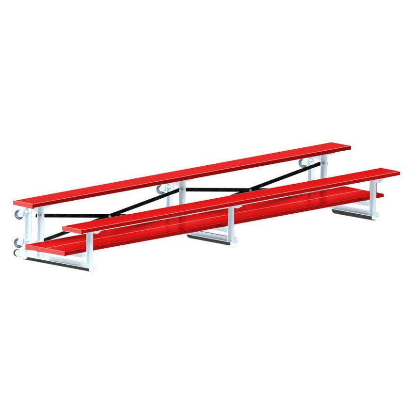 Jaypro Sports Bleacher - 2 Row - Tip & Roll, Double Foot Plank, Powder Coated - 15' L (BLDP - 2TRGPC) - SchoolOutlet