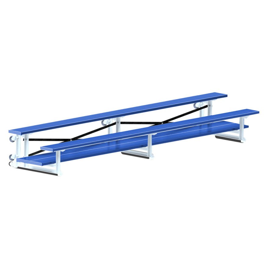 Jaypro Sports Bleacher - 2 Row - Tip & Roll, Double Foot Plank, Powder Coated - 15' L (BLDP - 2TRGPC) - SchoolOutlet