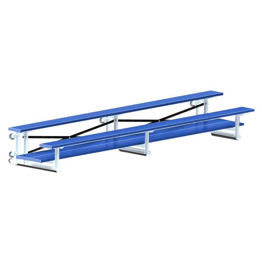 Jaypro Sports Bleacher - 2 Row - Tip & Roll, Double Foot Plank, Powder Coated - 15' L (BLDP - 2TRGPC) - SchoolOutlet