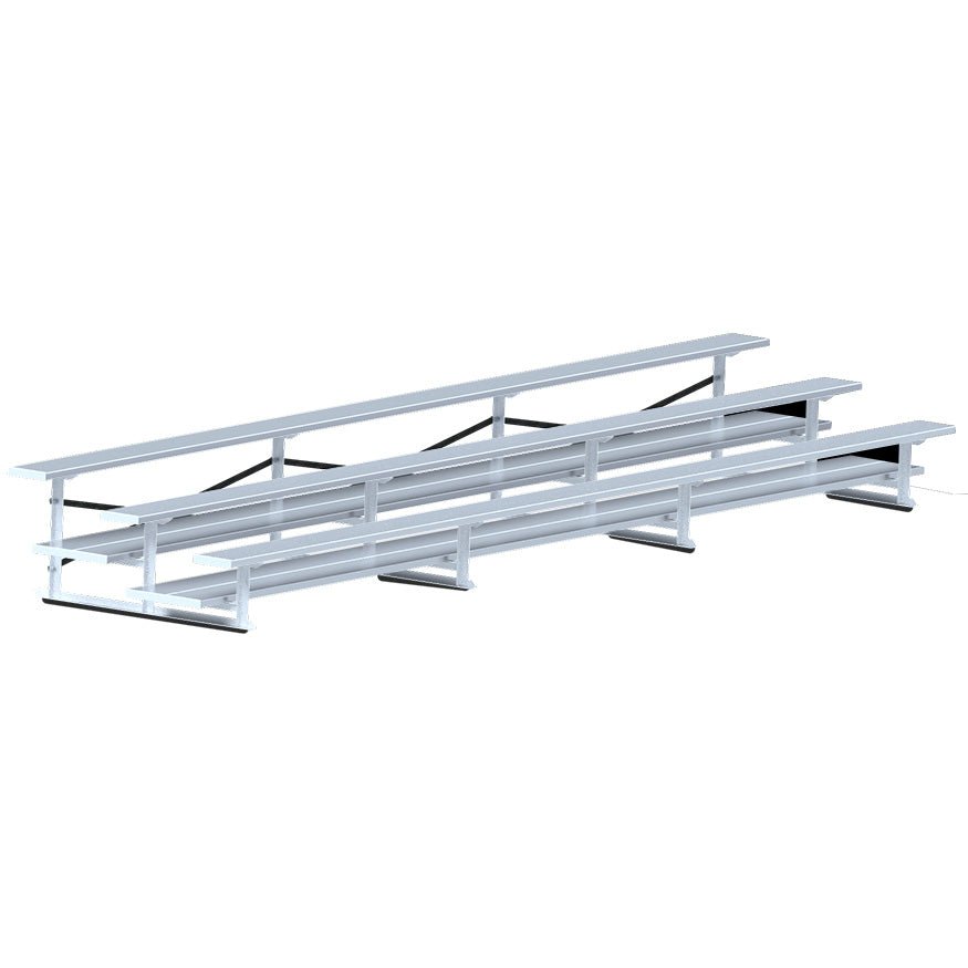 Jaypro Sports Bleacher - 3 Row - Double Foot Plank, All Aluminum Bleachers - 21' L (BLDP - 321AL) - SchoolOutlet