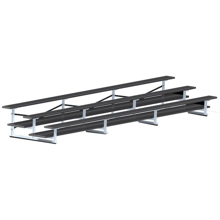 Jaypro Sports Bleacher - 3 Row - Double Foot Plank, All Aluminum Bleachers, Powder Coated - 21' L (BLDP - 321ALPC) - SchoolOutlet