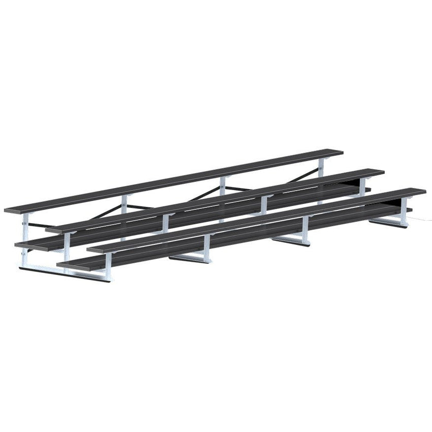 Jaypro Sports Bleacher - 3 Row - Double Foot Plank, All Aluminum Bleachers, Powder Coated - 21' L (BLDP - 321ALPC) - SchoolOutlet