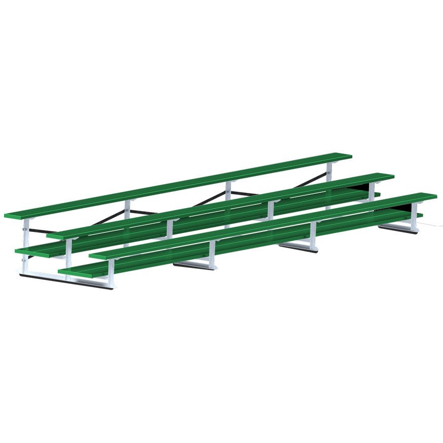 Jaypro Sports Bleacher - 3 Row - Double Foot Plank, All Aluminum Bleachers, Powder Coated - 21' L (BLDP - 321ALPC) - SchoolOutlet