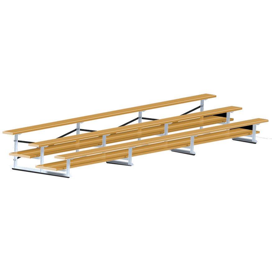 Jaypro Sports Bleacher - 3 Row - Double Foot Plank, All Aluminum Bleachers, Powder Coated - 21' L (BLDP - 321ALPC) - SchoolOutlet