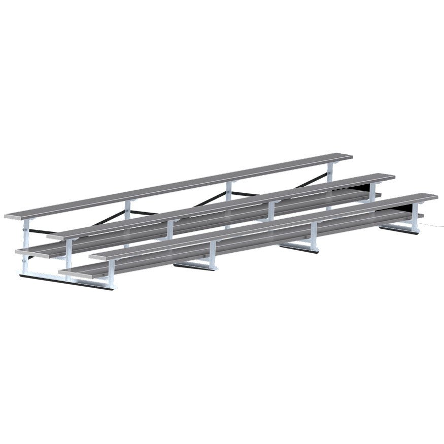 Jaypro Sports Bleacher - 3 Row - Double Foot Plank, All Aluminum Bleachers, Powder Coated - 21' L (BLDP - 321ALPC) - SchoolOutlet