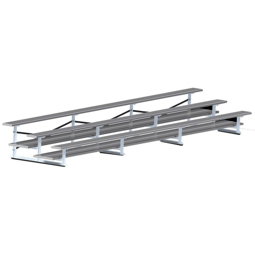 Jaypro Sports Bleacher - 3 Row - Double Foot Plank, All Aluminum Bleachers, Powder Coated - 21' L (BLDP - 321ALPC) - SchoolOutlet