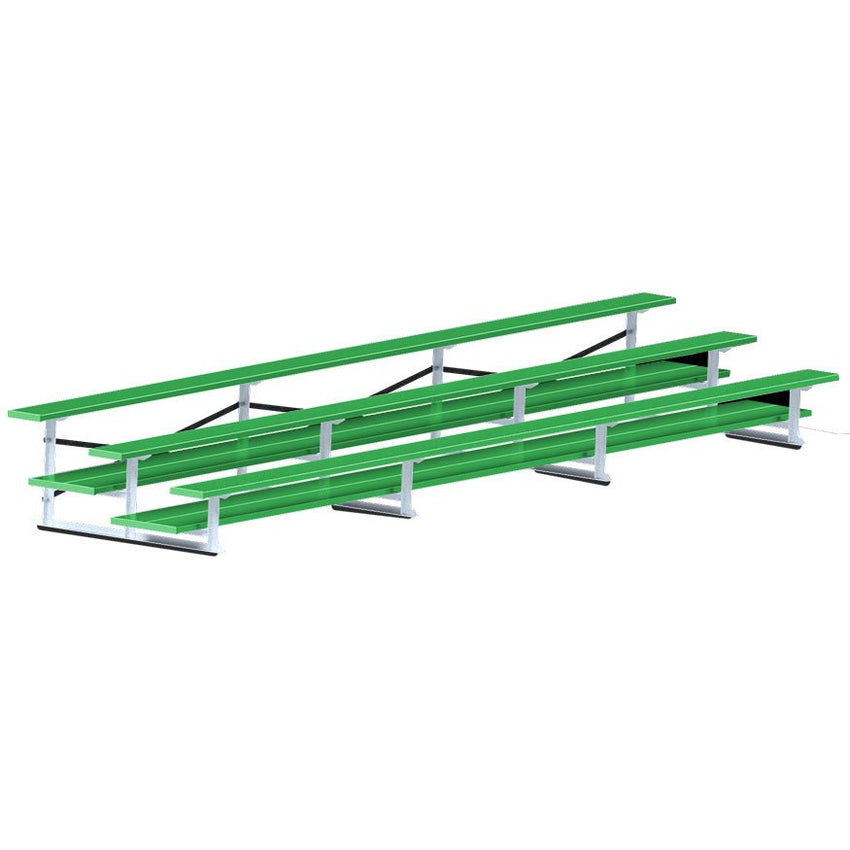 Jaypro Sports Bleacher - 3 Row - Double Foot Plank, All Aluminum Bleachers, Powder Coated - 21' L (BLDP - 321ALPC) - SchoolOutlet