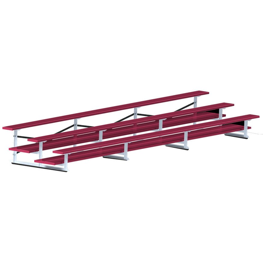 Jaypro Sports Bleacher - 3 Row - Double Foot Plank, All Aluminum Bleachers, Powder Coated - 21' L (BLDP - 321ALPC) - SchoolOutlet