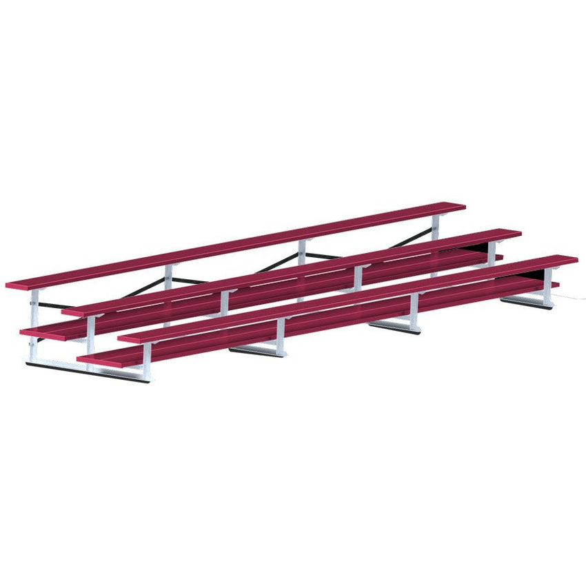 Jaypro Sports Bleacher - 3 Row - Double Foot Plank, All Aluminum Bleachers, Powder Coated - 21' L (BLDP - 321ALPC) - SchoolOutlet