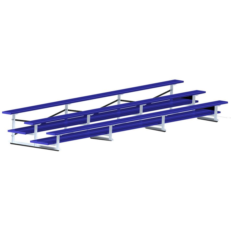 Jaypro Sports Bleacher - 3 Row - Double Foot Plank, All Aluminum Bleachers, Powder Coated - 21' L (BLDP - 321ALPC) - SchoolOutlet