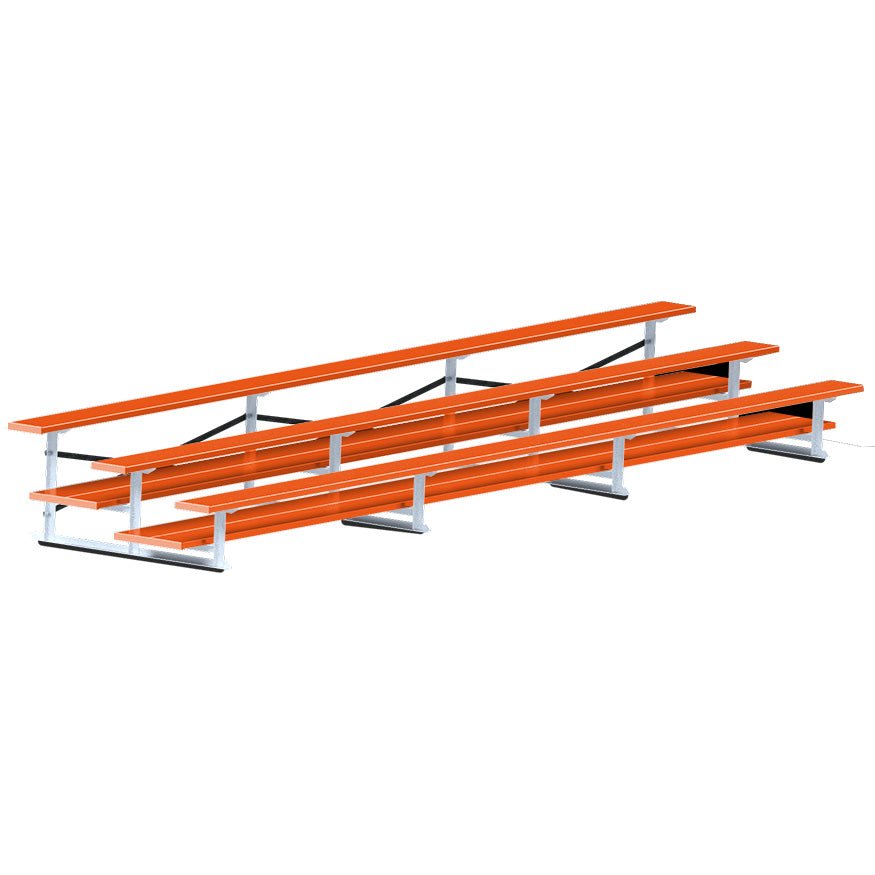 Jaypro Sports Bleacher - 3 Row - Double Foot Plank, All Aluminum Bleachers, Powder Coated - 21' L (BLDP - 321ALPC) - SchoolOutlet