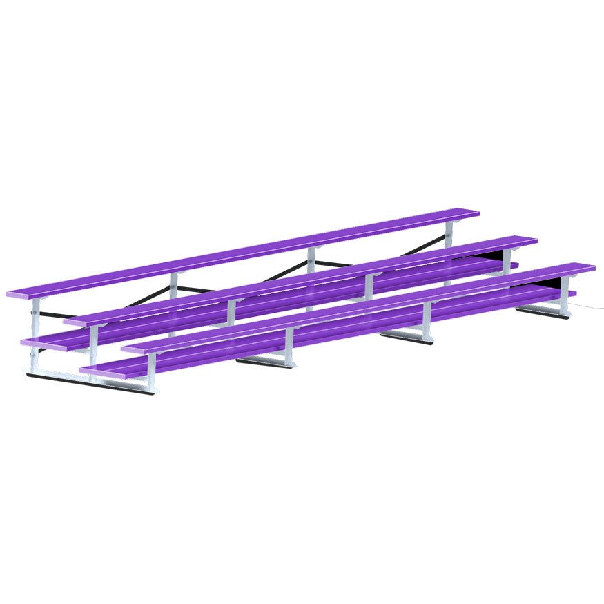 Jaypro Sports Bleacher - 3 Row - Double Foot Plank, All Aluminum Bleachers, Powder Coated - 21' L (BLDP - 321ALPC) - SchoolOutlet