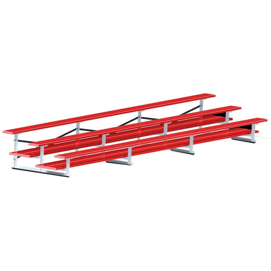 Jaypro Sports Bleacher - 3 Row - Double Foot Plank, All Aluminum Bleachers, Powder Coated - 21' L (BLDP - 321ALPC) - SchoolOutlet