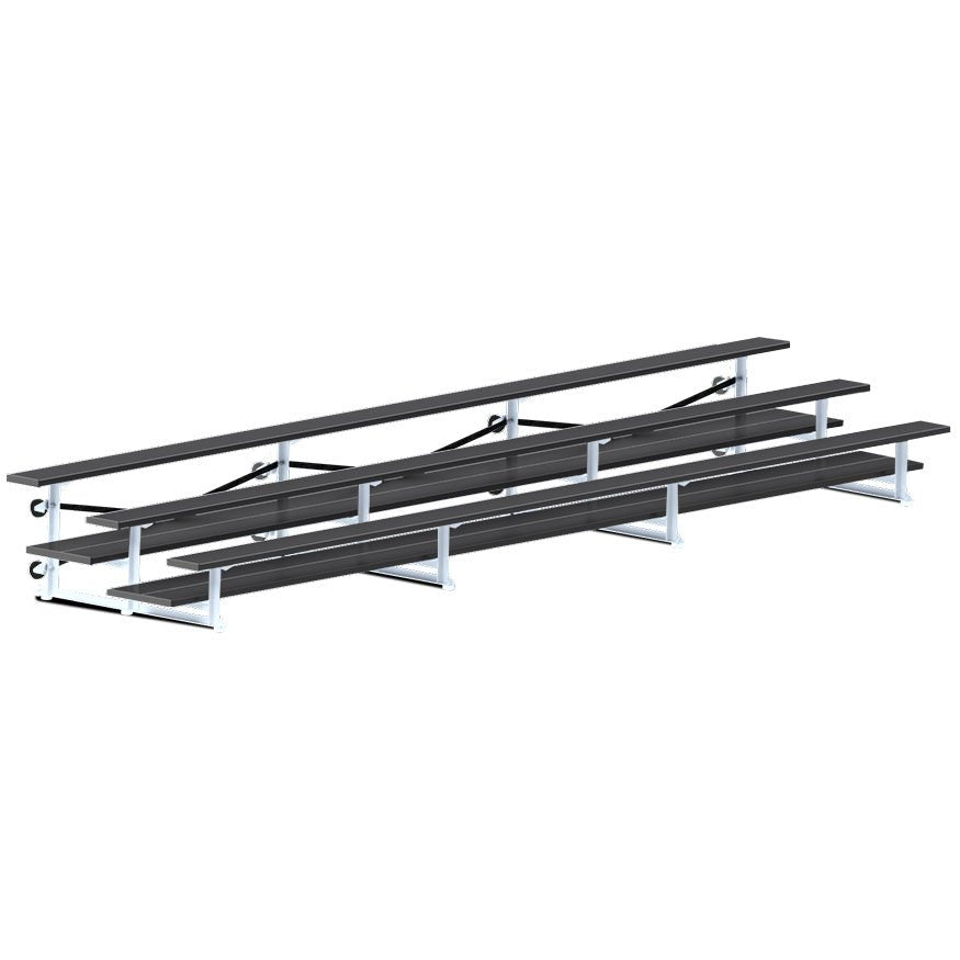 Jaypro Sports Bleacher - 3 Row - Tip & Roll, Double Foot Plank, Powder Coated - 21' L (BLDP - 321TRGPC) - SchoolOutlet