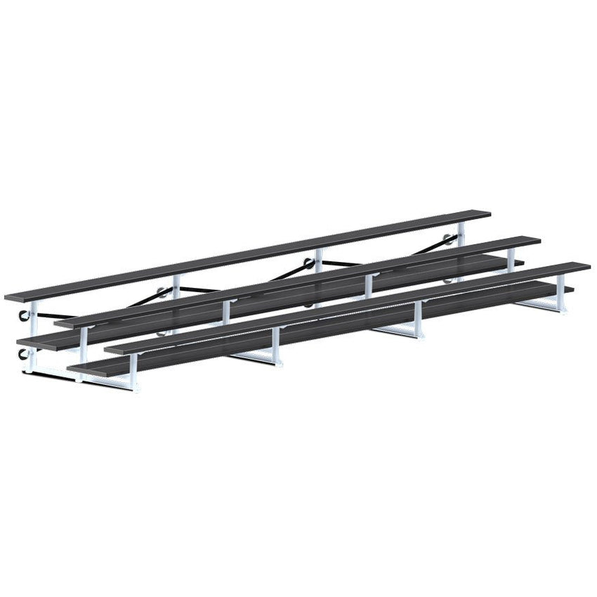 Jaypro Sports Bleacher - 3 Row - Tip & Roll, Double Foot Plank, Powder Coated - 21' L (BLDP - 321TRGPC) - SchoolOutlet