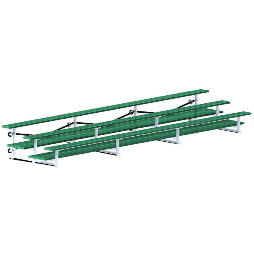 Jaypro Sports Bleacher - 3 Row - Tip & Roll, Double Foot Plank, Powder Coated - 21' L (BLDP - 321TRGPC) - SchoolOutlet