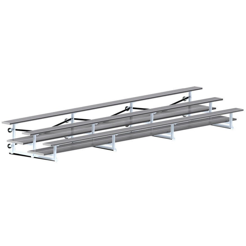 Jaypro Sports Bleacher - 3 Row - Tip & Roll, Double Foot Plank, Powder Coated - 21' L (BLDP - 321TRGPC) - SchoolOutlet