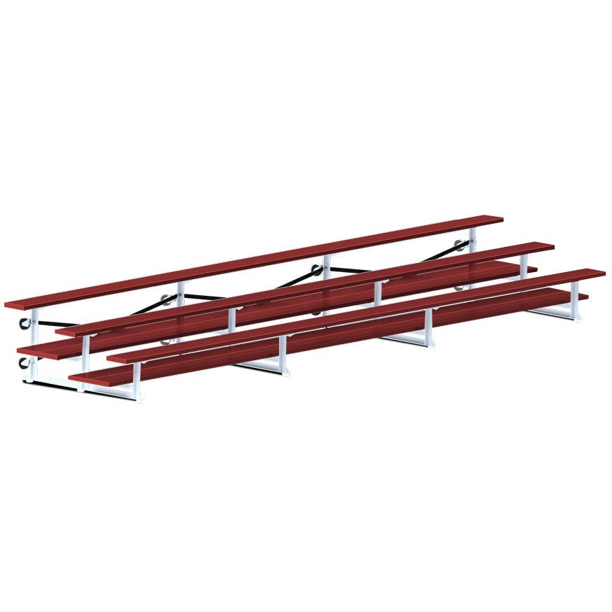 Jaypro Sports Bleacher - 3 Row - Tip & Roll, Double Foot Plank, Powder Coated - 21' L (BLDP - 321TRGPC) - SchoolOutlet