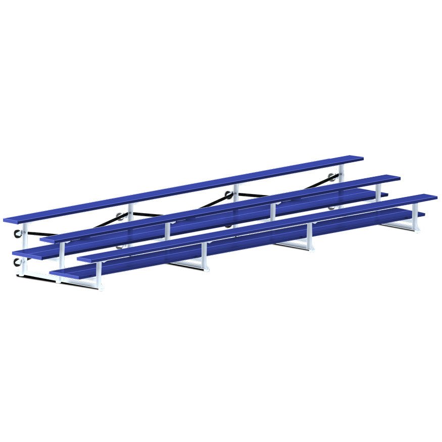 Jaypro Sports Bleacher - 3 Row - Tip & Roll, Double Foot Plank, Powder Coated - 21' L (BLDP - 321TRGPC) - SchoolOutlet