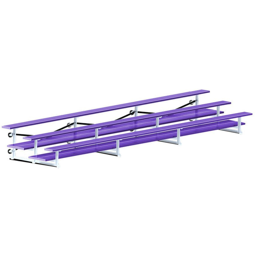 Jaypro Sports Bleacher - 3 Row - Tip & Roll, Double Foot Plank, Powder Coated - 21' L (BLDP - 321TRGPC) - SchoolOutlet