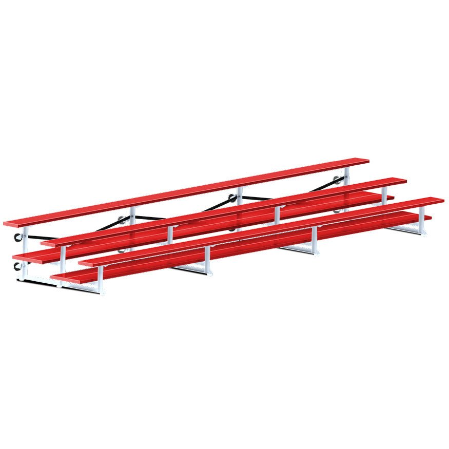 Jaypro Sports Bleacher - 3 Row - Tip & Roll, Double Foot Plank, Powder Coated - 21' L (BLDP - 321TRGPC) - SchoolOutlet