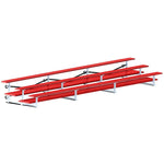 Jaypro Sports Bleacher - 3 Row - Tip & Roll, Double Foot Plank, Powder Coated - 21' L (BLDP - 321TRGPC) - SchoolOutlet