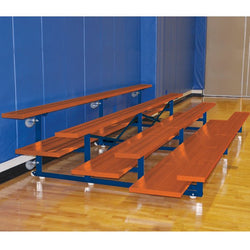 Jaypro Sports Bleacher  - 3 Row - Tip & Roll, Double Foot Plank, Powder Coated - 21' L (BLDP-321TRGPC)