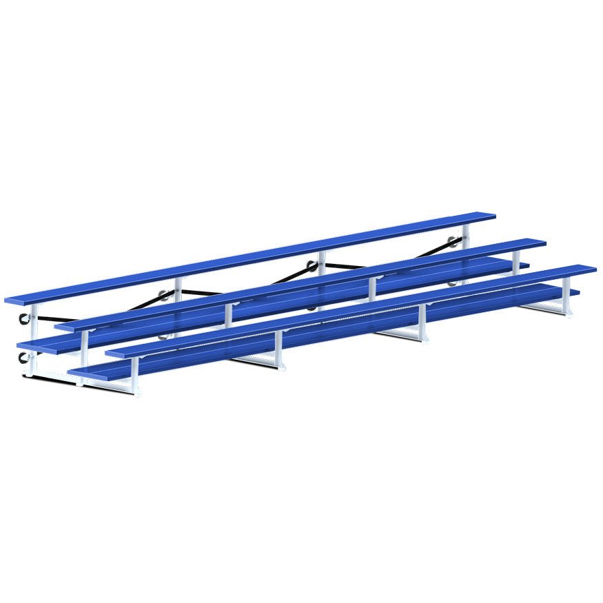 Jaypro Sports Bleacher - 3 Row - Tip & Roll, Double Foot Plank, Powder Coated - 21' L (BLDP - 321TRGPC) - SchoolOutlet