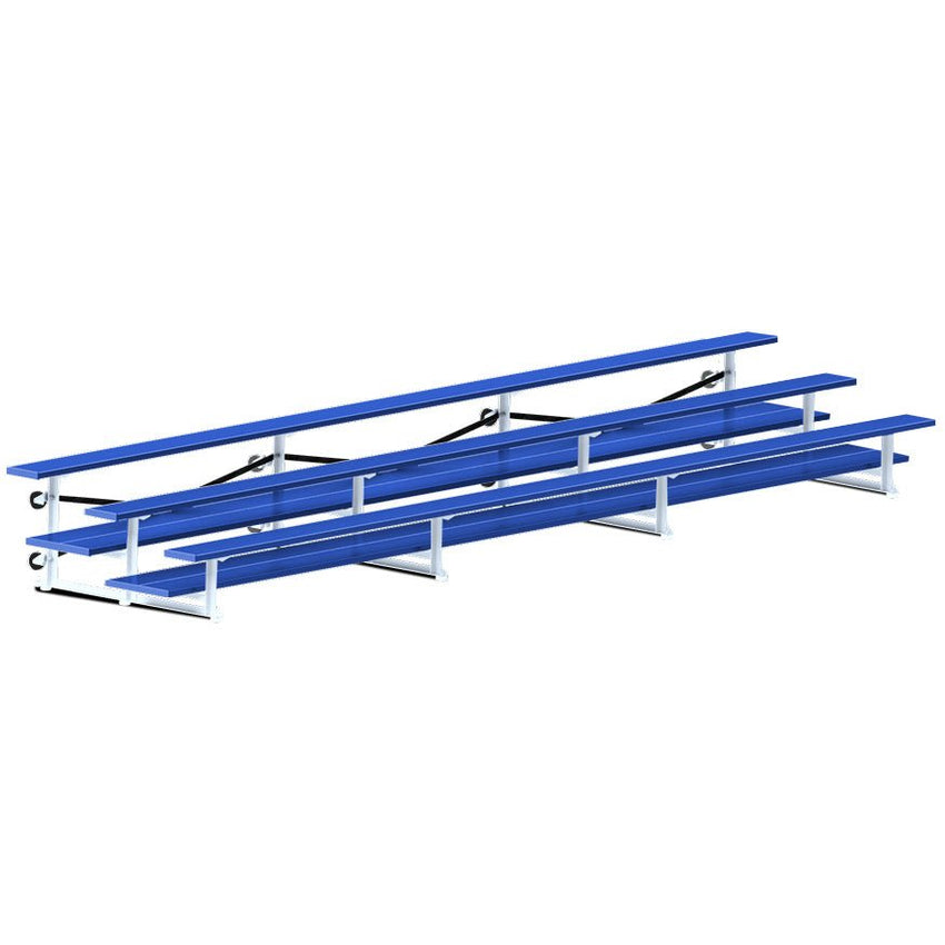 Jaypro Sports Bleacher - 3 Row - Tip & Roll, Double Foot Plank, Powder Coated - 21' L (BLDP - 321TRGPC) - SchoolOutlet