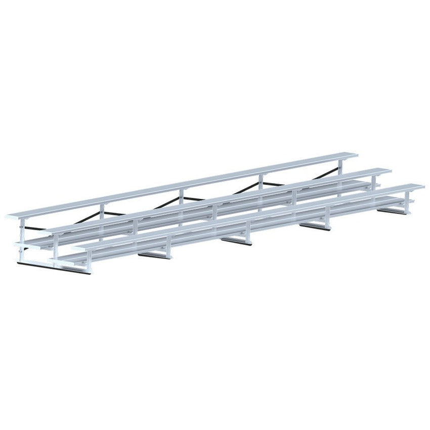 Jaypro Sports Bleacher - 3 Row - Double Foot Plank, All Aluminum Bleachers - 27' L (BLDP - 327AL) - SchoolOutlet
