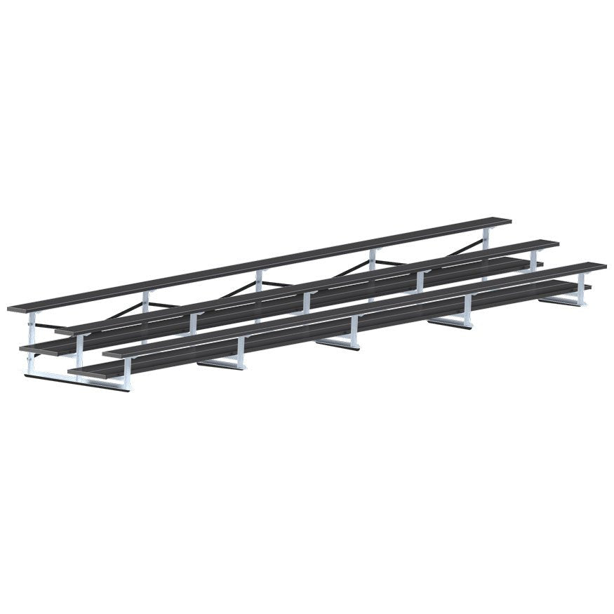 Jaypro Sports Bleacher - 3 Row - Double Foot Plank, All Aluminum Bleachers, Powder Coated - 27' L (BLDP - 327ALPC) - SchoolOutlet