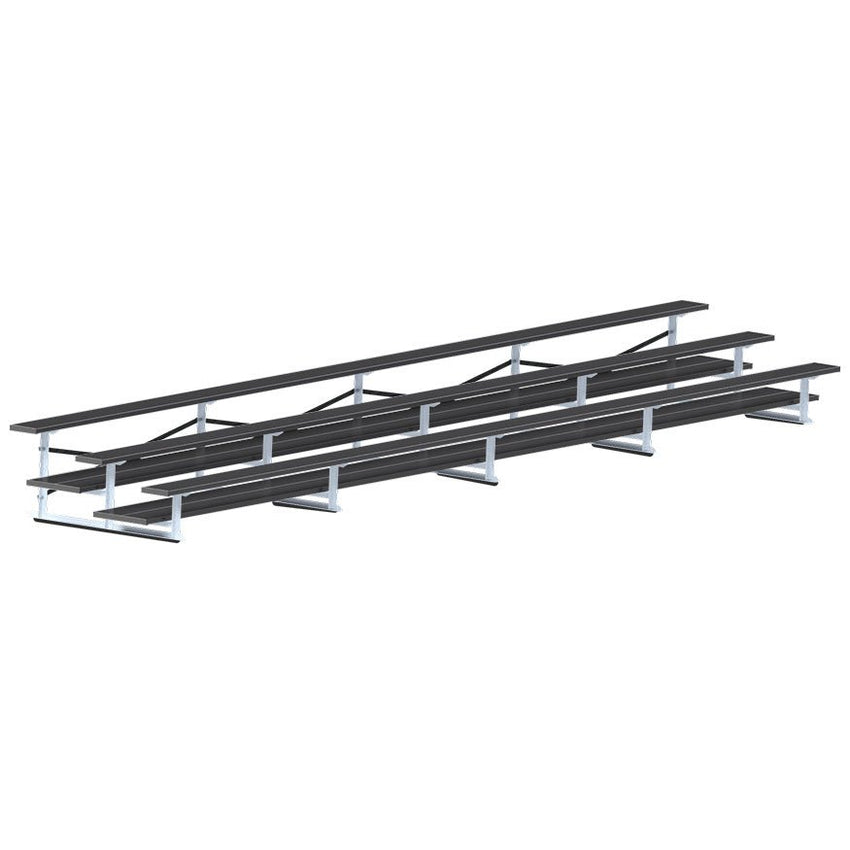 Jaypro Sports Bleacher - 3 Row - Double Foot Plank, All Aluminum Bleachers, Powder Coated - 27' L (BLDP - 327ALPC) - SchoolOutlet