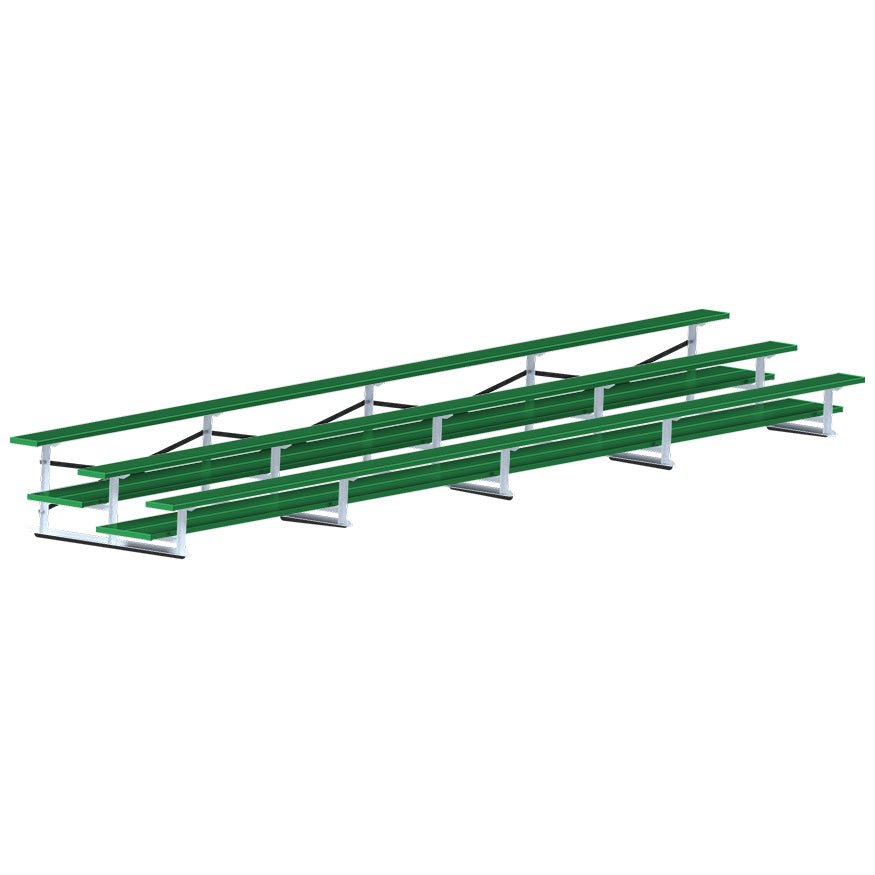 Jaypro Sports Bleacher - 3 Row - Double Foot Plank, All Aluminum Bleachers, Powder Coated - 27' L (BLDP - 327ALPC) - SchoolOutlet