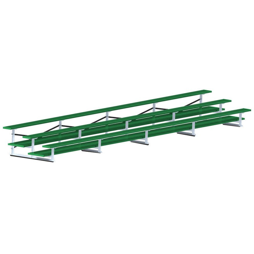 Jaypro Sports Bleacher - 3 Row - Double Foot Plank, All Aluminum Bleachers, Powder Coated - 27' L (BLDP - 327ALPC) - SchoolOutlet