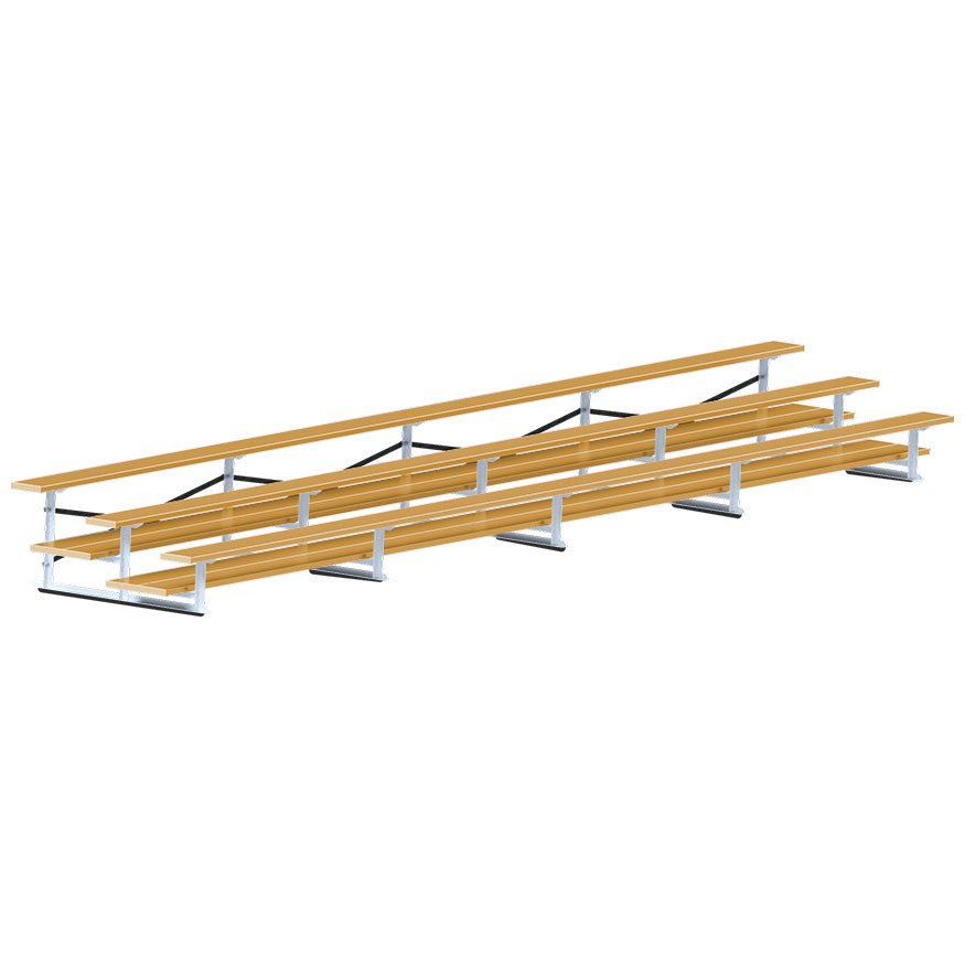 Jaypro Sports Bleacher - 3 Row - Double Foot Plank, All Aluminum Bleachers, Powder Coated - 27' L (BLDP - 327ALPC) - SchoolOutlet