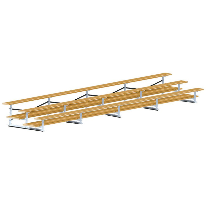 Jaypro Sports Bleacher - 3 Row - Double Foot Plank, All Aluminum Bleachers, Powder Coated - 27' L (BLDP - 327ALPC) - SchoolOutlet