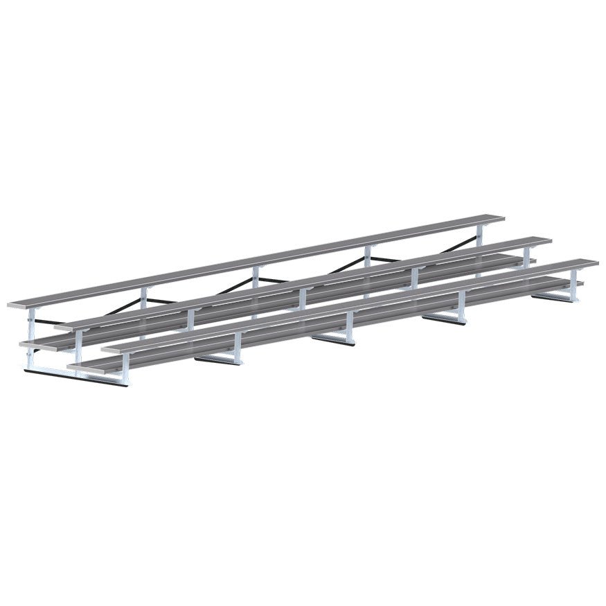 Jaypro Sports Bleacher - 3 Row - Double Foot Plank, All Aluminum Bleachers, Powder Coated - 27' L (BLDP - 327ALPC) - SchoolOutlet