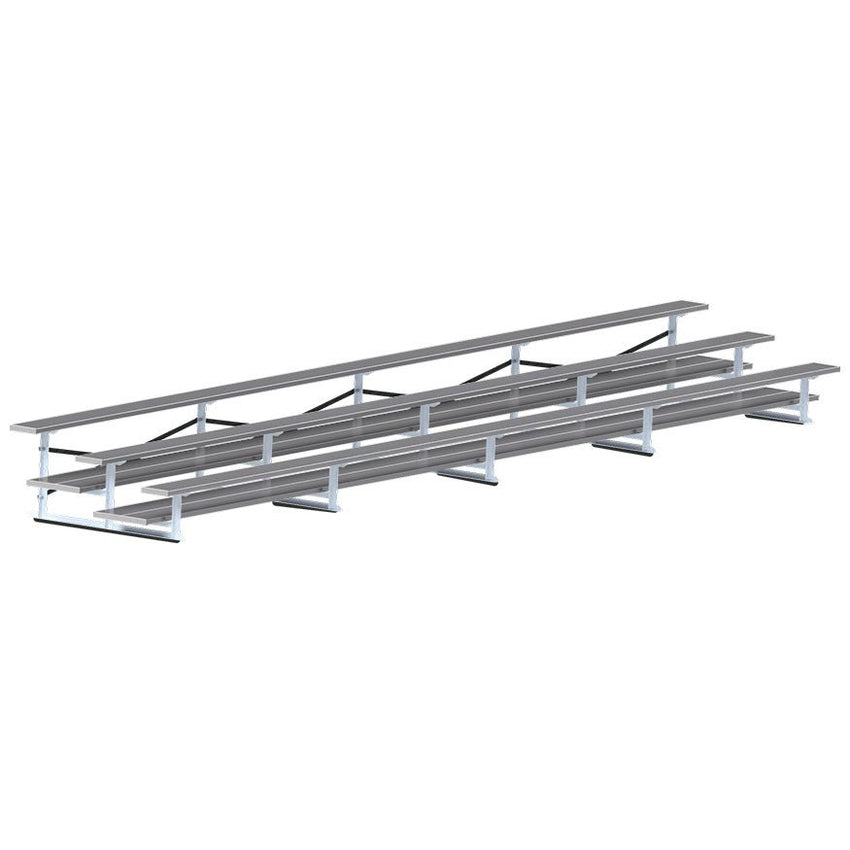 Jaypro Sports Bleacher - 3 Row - Double Foot Plank, All Aluminum Bleachers, Powder Coated - 27' L (BLDP - 327ALPC) - SchoolOutlet