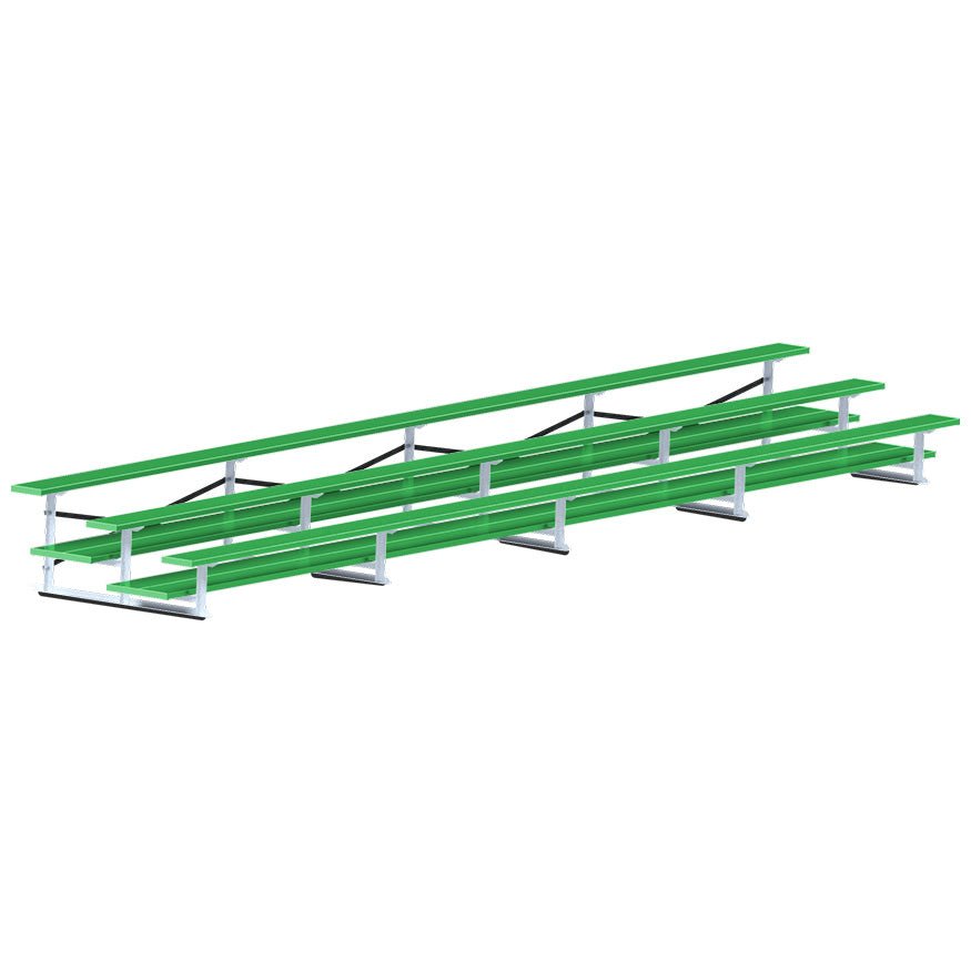 Jaypro Sports Bleacher - 3 Row - Double Foot Plank, All Aluminum Bleachers, Powder Coated - 27' L (BLDP - 327ALPC) - SchoolOutlet