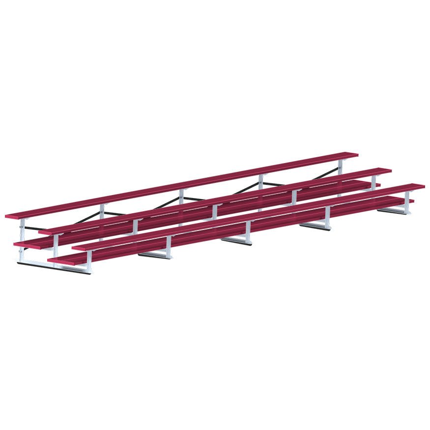 Jaypro Sports Bleacher - 3 Row - Double Foot Plank, All Aluminum Bleachers, Powder Coated - 27' L (BLDP - 327ALPC) - SchoolOutlet