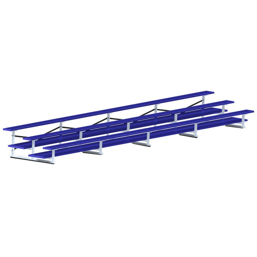 Jaypro Sports Bleacher - 3 Row - Double Foot Plank, All Aluminum Bleachers, Powder Coated - 27' L (BLDP - 327ALPC) - SchoolOutlet