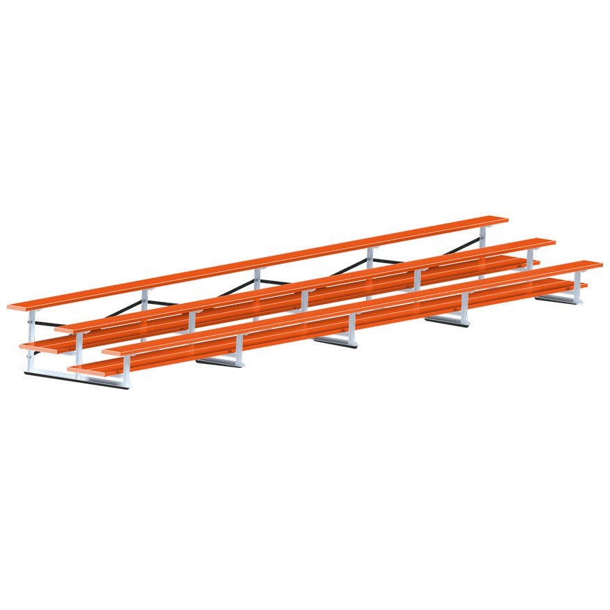 Jaypro Sports Bleacher - 3 Row - Double Foot Plank, All Aluminum Bleachers, Powder Coated - 27' L (BLDP - 327ALPC) - SchoolOutlet